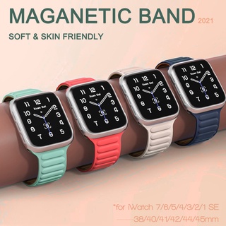 สายนาฬิกาข้อมือซิลิโคน แบบแม่เหล็ก สําหรับ Apple Watch Band 44 มม. 40 มม. iWatch Series 8 7 6 SE 5 4 3 Sport Bracelet 42 41 45 49 มม. Ultra