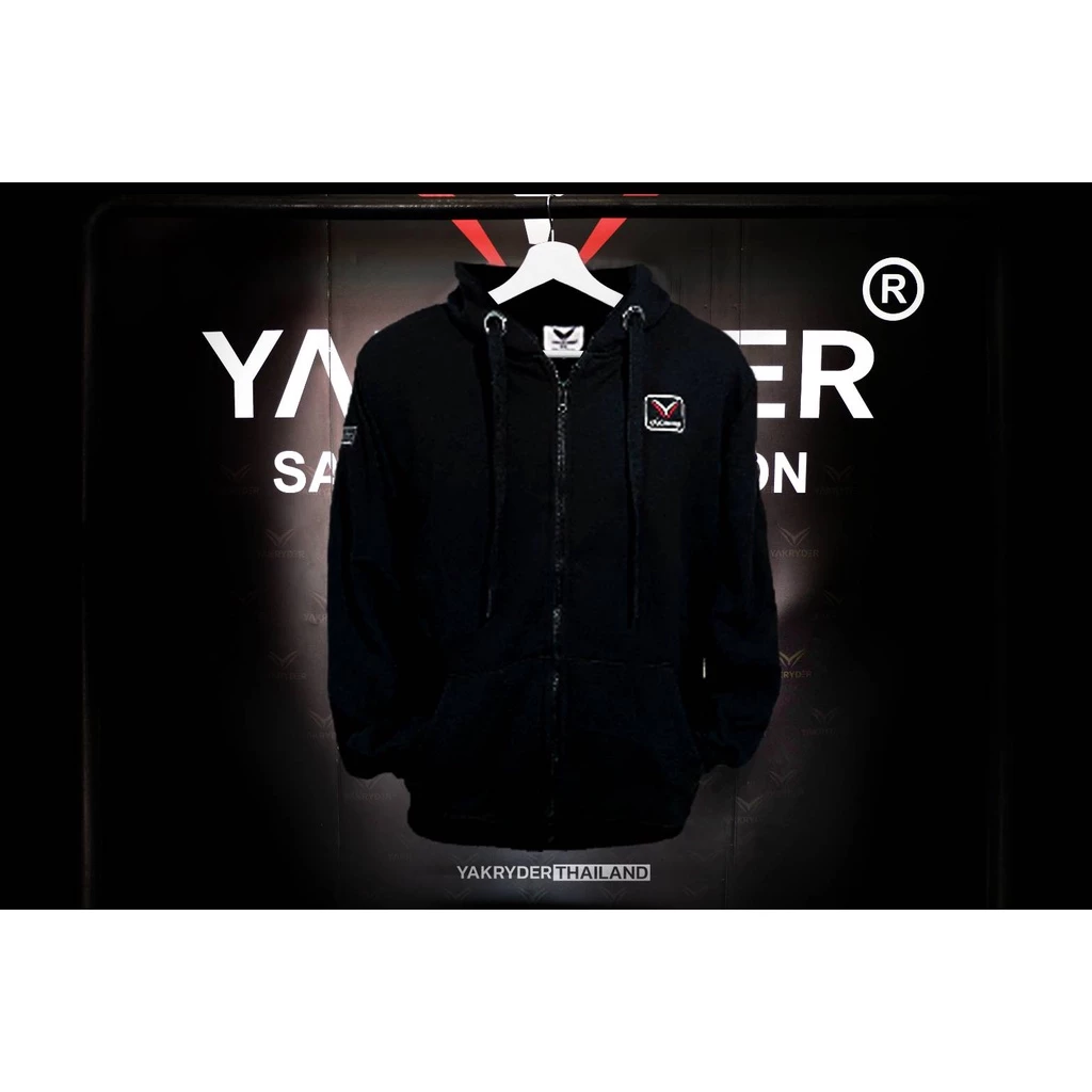 YAKRYDERเสื้อฮู้ดการ์ดสีดำลิมิเต็ดงานปัก พร้อมการ์ดแข็ง 5 จุด เสื้อขี่บิ้กไบค์