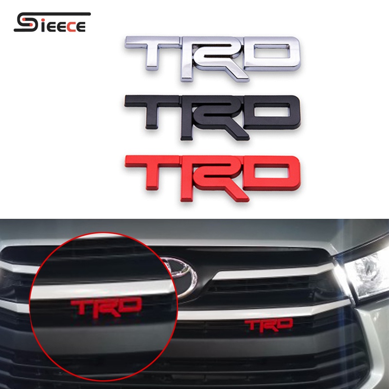 Sieece TRD 3D โลหะสติกเกอร์สำหรับ Toyota Vios Altis Yaris CHR Fortuner Yaris ATIV Corolla Cross Innova Camry Commuter Avanza GR Supra Hiace Hilux