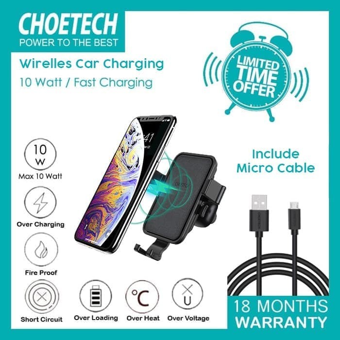 CHOETECH T541 เครื่องชาร์จไร้สายในรถยนต์ ชาร์จเร็ว