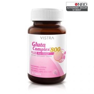 วิสทร้า กลูต้า คอมเพล็กซ์ 800 ผสมสารสกัดจากข้าว (30 เม็ด) VISTRA GLUTA COMPLEX 800 PLUS RICE EXTRACT (30 TABLETS)