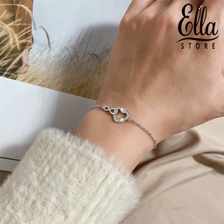 Ellastore123 สร้อยข้อมือโซ่ ลายหัวใจ เรียบง่าย เข้ากับทุกการแต่งกาย ปรับได้ หรูหรา สําหรับผู้หญิง ออกเดท