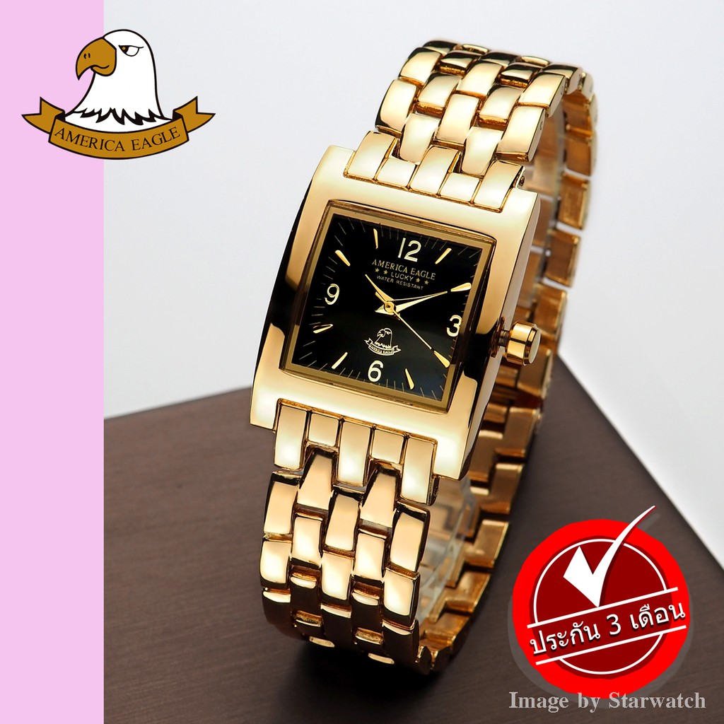 นาฬิกา AMERICA EAGLE สำหรับผู้หญิง สายสแตนเลส รุ่น AE014G - Gold/Black