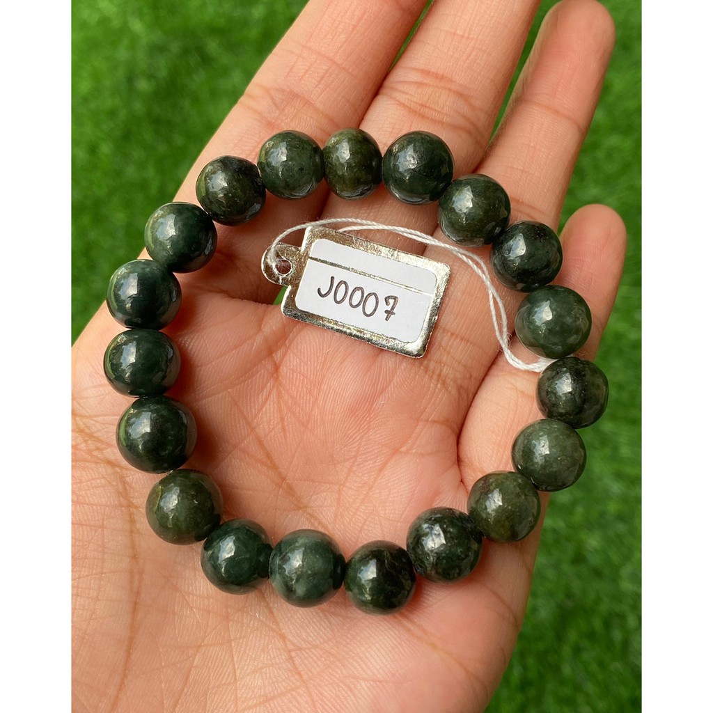 J0007 หยก พม่า แท้ Jade กำไล ประคำหยก (Jadeite Beads Bracelet) พม่า (Myanmar)