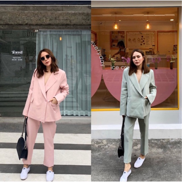 Purt Blazer Set ชุดเซ็ท เบลเซอร์ เสื้อและกางเกง | Shopee Thailand