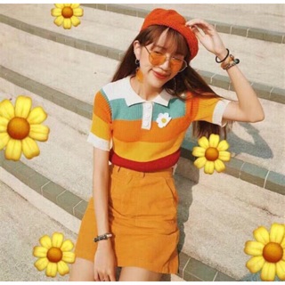 🌼ครอปเสื้อไหมพรมดอกเดซี่🌼