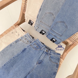 กางเกงยีนส์เอวสูงปี๊ด Highly Jeans ทรงกระบอกแต่งชายเซอร์