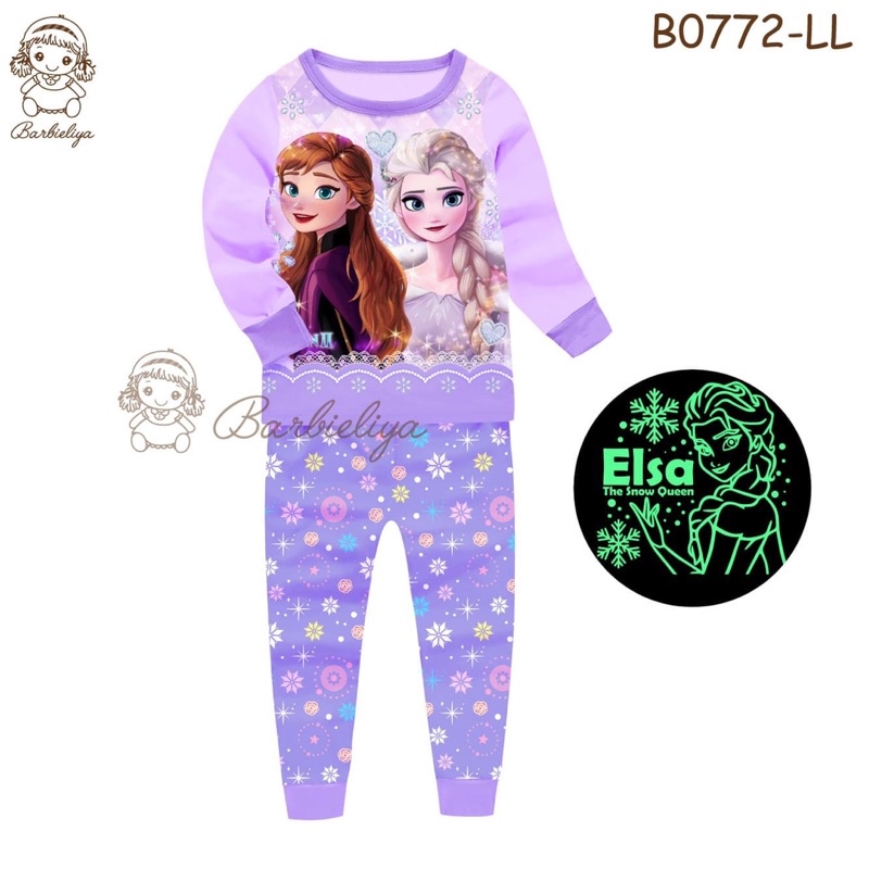 Barbieliya B0772LL Frozen Glow In The Dark Girl ชุดนอน (3/5/6/7/8/9/10/11/12y)