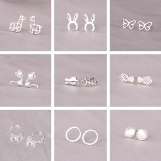 Random earrings  S925 Sterling Silver Ear Pin Small Earrings Giraffe Bow Cat Fish Animal Earrings 081-100