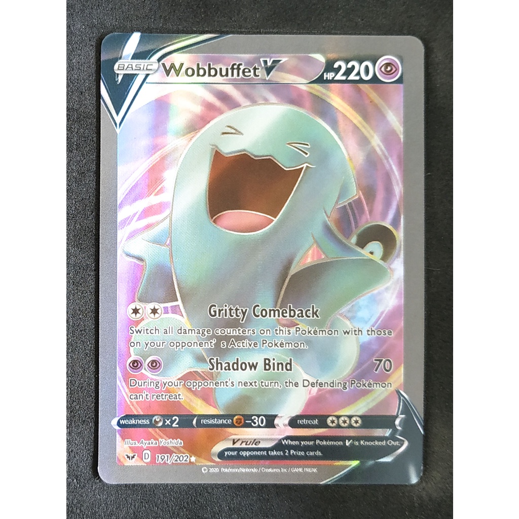 Wobbuffet V Card โซนานส์ 191/202 Pokemon Card Gold Flash Light (Glossy) ภาษาอังกฤษ