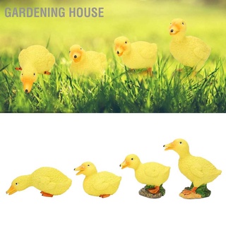 Gardening House รูปปั้นเป็ดเรซิ่น สําหรับตกแต่งสวน ภูมิทัศน์ 4 ชิ้น