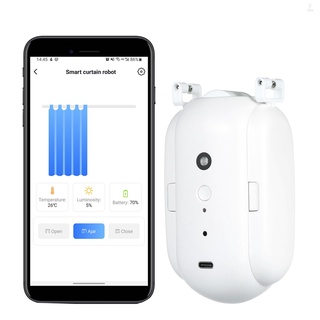 F&L BT Automatic Curtain Opener Closer Robot Wireless Smart Curtain Motor Timer Voice Control Smart Home Automation Device for Curtain Track Rod Replacement for Amazon Alexa Google