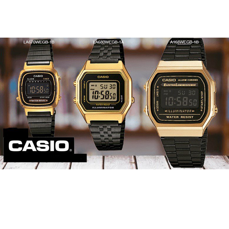 TRrT แท้ศูนย์ Casio Lady Vintage A168WEGB-1B  LA680WEGB-1B A168WEGB ประกันศูนย์ 1 ปี