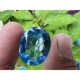 บลูโทแพซ 22กะรัต (LAB MDE CULTURE STONE BLUE TOPAZ) สี บลูโท แพซ พลอย LAB MADE 100%. ราคาเป็น 1 เม็ด. พลอย ขนาด 15x20 MM