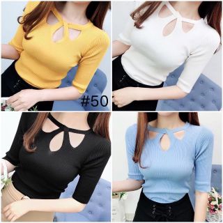 Diya Shop เสื้อไหมพรม แขน 3ส่วน ดีเทลเก๋ๆ งานฟรีไซส์ ✨ #50