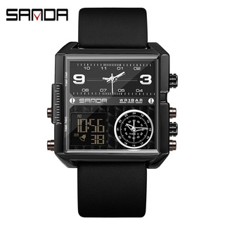 SANDA แบรนด์รายการใหม่กีฬา Mens นาฬิกา Dual Display แฟชั่นผู้ชายนาฬิกาควอตซ์กันน้ำกีฬาทหารมัลติฟังก์ชั่นดิจิตอลควอตซ์นาฬิกาผู้ชายลำลอง