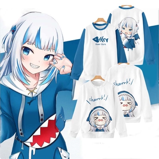 Gp1 HOLOLIVE Vtuber Ookami Mio GawrGura เสื้อยืดแขนยาว คอสเพลย์ เครื่องแต่งกาย เสื้อกีฬาลําลอง พลัสไซซ์ ฮาโลวีน PG1