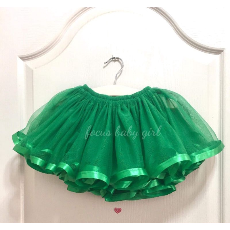 💚พร้อมส่ง💚กระโปรงtutu แบบชายริบบิ้นสีเขียว มีซับใน💯
