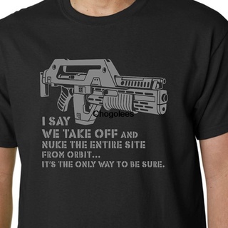 [100% Cotton] Aliens เสื้อยืด พิมพ์ลาย Nuke Orbit M41A Pulse Rifle Nicks Ripley Alien Geek Quote