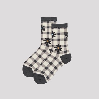 Scottish Flora Ankle Socks | ถุงเท้าลายตารางดอกไม้ พร้อมส่ง