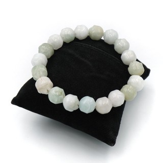 JADE หยกพม่าแกะสลัก โทนสีขาว ขนาด 10 มม. สร้อยข้อมือหยกแท้ by siamonlineshop