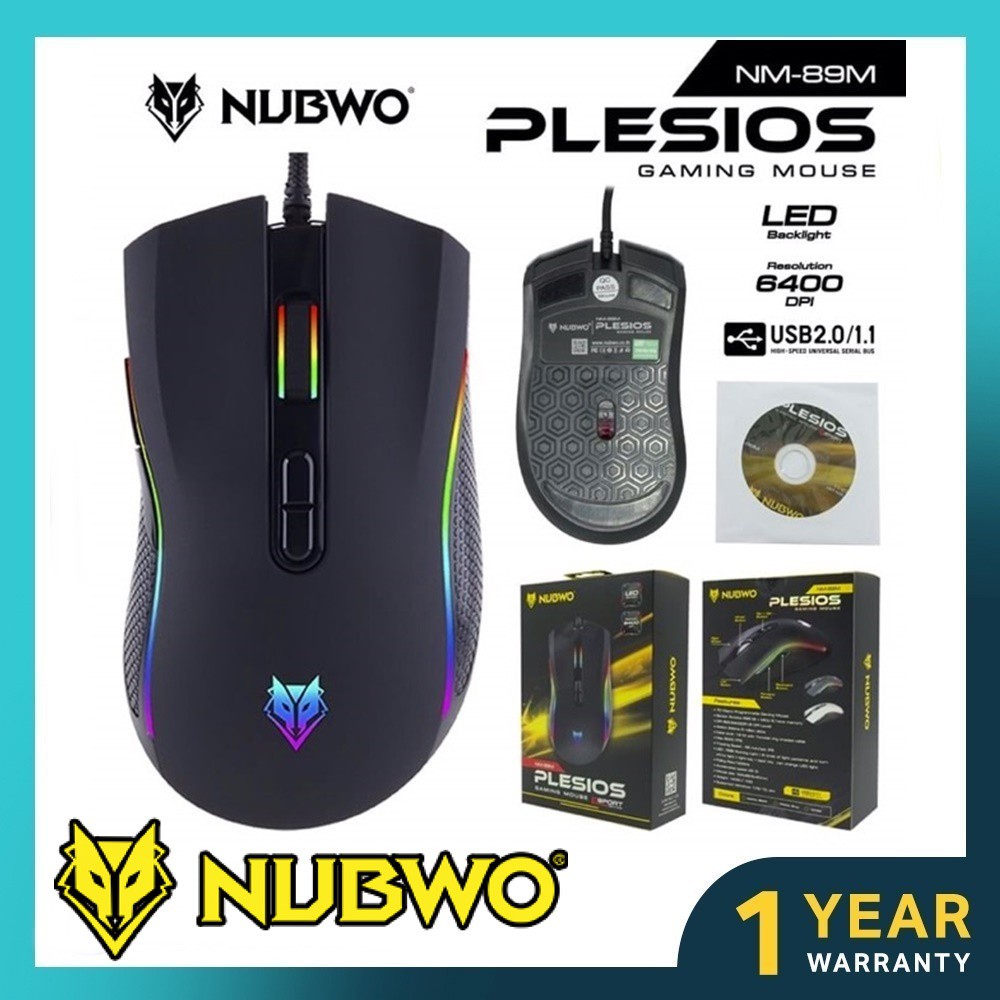 ⚡️เมาส์เกมมิ่ง ขายดี⚡️ NUBWO PLESIOS (NM-89M) LED RUNNING LIGHT ไฟ RGB สวยๆ ปรับ DPI ได้ มีหลายรุ่นใ