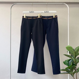 TINNY TROUSER - กางเกงทำงานทรงเข้ารูป ขอบเอวสีน้ำตาล