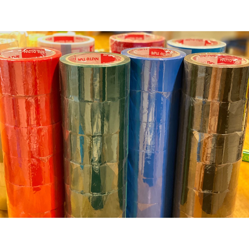 เทปสี OPP สีแดง / ฟ้า / เขียว / น้ำตาล แพค6ม้วน 2นิ้ว 50หลา หนา53ไมครอน