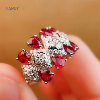 Fancy แหวนทับทิม รูปนกพิราบจําลอง สไตล์เรโทร เครื่องประดับ สําหรับผู้หญิง งานเลี้ยง งานแต่งงาน ค็อกเทล