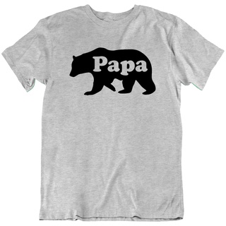 Tee ใหม่ เสื้อยืดลําลอง แขนสั้น พิมพ์ลาย Papa Bear Funny สําหรับครอบครัว พ่อ วันพ่อ ของขวัญวันเกิด