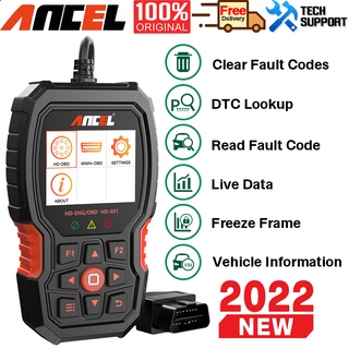 Ancel HD601 เครื่องสแกนเนอร์อ่านโค้ด วินิจฉัยรถบรรทุก อัพเดทตลอดชีวิต OBD2