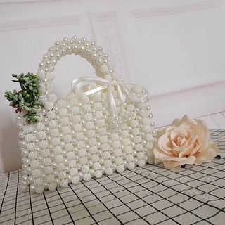 กระเป๋า TOT BAG -Woven Rice White Fashion Versatile Bag Beach