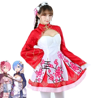 New Anime Re:Zero Kara Hajimeru Cosplay Costume Rem Ram Cheongsam Lolita Maid Dress Costumes