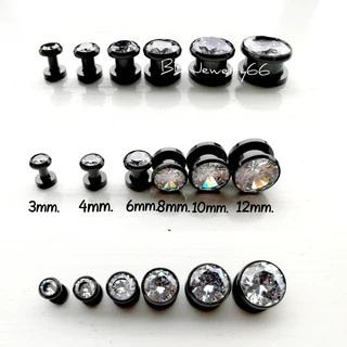 (×1 ชิ้น) จิวหูตาไก่ หน้าเพชร 3 mm. - 12 mm. จิวตาไก่ จิวเพชร ต่างหูเพชร สแตนเลส Stainless316L มีให้เลือก 3 สี