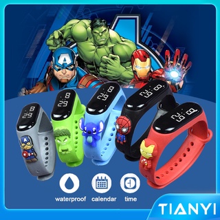 【On Sales】Kids Watch LED Cartoon Fashion Electronic Watch Doll Children for Boy Gift Swimming Waterproof Watch Captain America Iron Man Spiderman Hulk Batman Stitch Watch