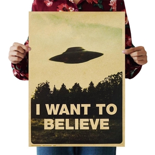 สติกเกอร์โปสเตอร์ ลาย I Want To Believe แนววินเทจ สําหรับตกแต่งผนังบ้าน