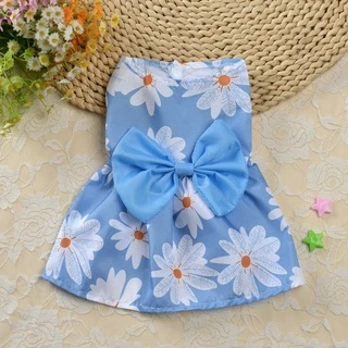 Summer 5Colors Pet Floral Skirt with Bow Tie Design for Cat Supply