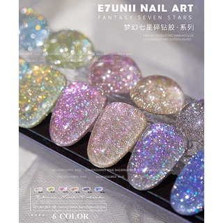 ⭐️Preorder⭐️ สีเจลกลิตเตอร์ Diamon Star เซ็ท 6กระปุก ฟรีชาร์ทสี