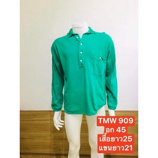 TMW909 เสื้อยืดแขนยาวผู้ชาย เสื้อโปโลสีพื้นคอปก ทรงหลวม พร้อมส่ง