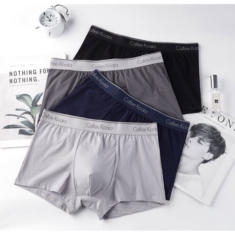 พร้อมส่ง กางเกงในชาย Cafee Koaia ทรงTrunk ผ้าcotton เนื้อผ้านิ่มใส่สบาย