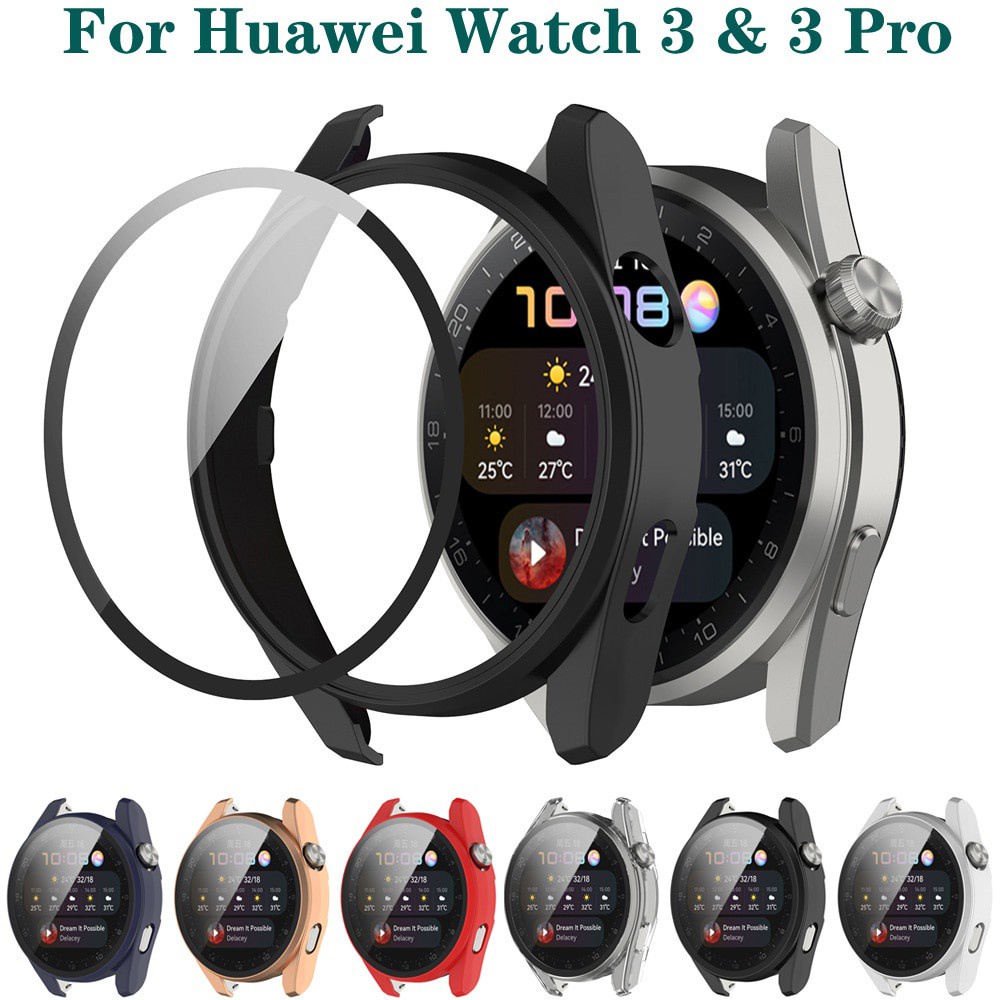 เคสพีซีสําหรับ Huawei Watch 3 & 3 Pro ฟิล์มกระจกนิรภัยกันรอยหน้าจอ