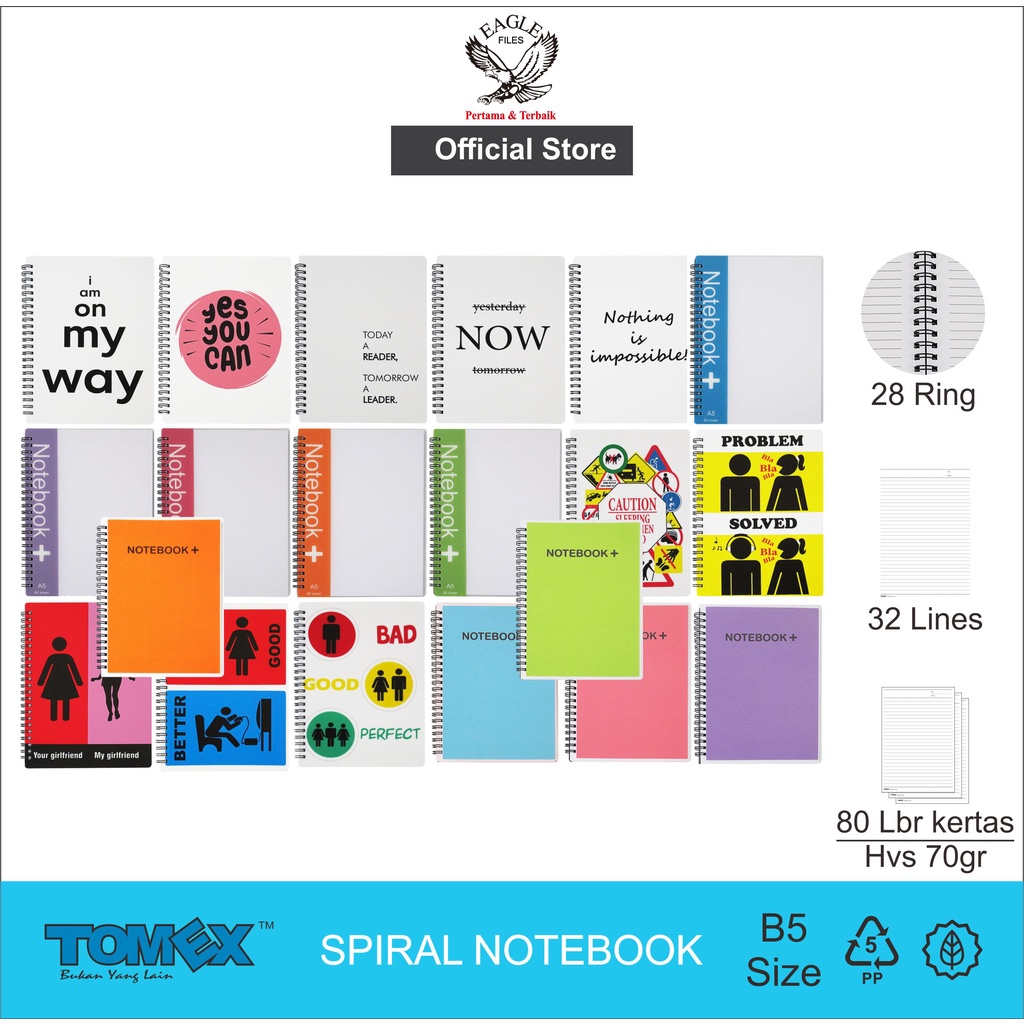 TOMEX Spiral Notebook / Notebook Diary Spiral Notebook B5 80 แผ่น