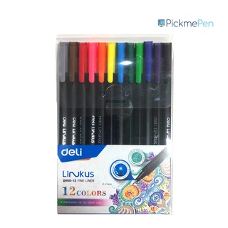 ปากกาเมจิก สีเมจิก ไฟน์ไลน์เนอร์ Deli Fineliner Q900-12 1 ชุด 12 สี