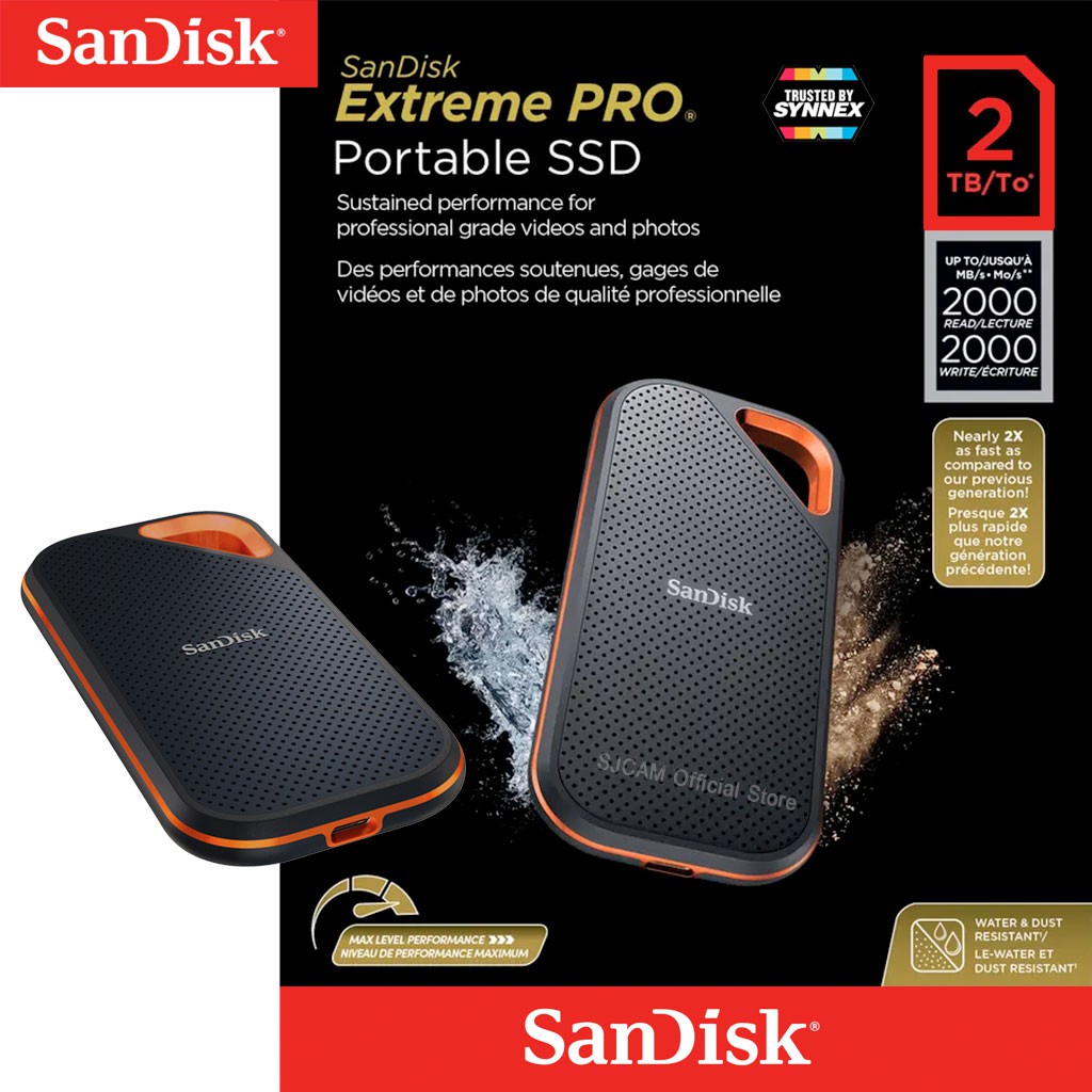 SanDisk Extreme PRO Portable SSD V2 2TB (SDSSDE812T00G25) Up to 2000 MB/s Read & Write Speeds