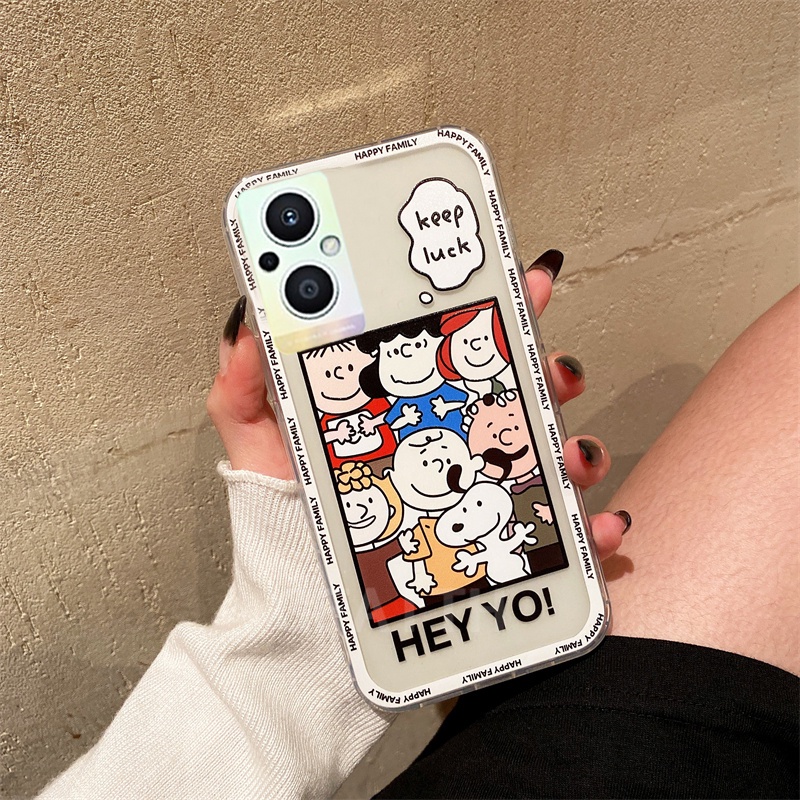 2022 New เคสโทรศัพท์ OPPO Reno 7 Z 5G Reno7 Pro Thai Version OPPO A77 A57 4G 2022 A96 A76 A16 A54 A95 Fashion INS Shockproof Cartoon Soft Case Transparent Cute Snoopy Family Cover เคส Reno7Z OPPOA77 OPPOA57