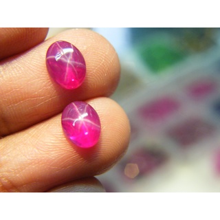 พลอย ลิลลี่(พลอยสั่งเคราะเนื้อแข็ง) RED STAR RUBY มีหลาย ขนาด 6X8 มม รูปไข่ 1.50.กะรัต 1เม็ด รูบี้ ทับทิม สตาร์ 6X8MM