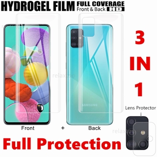 Camera Lens Screen Protector Soft Film For M31 A51 A71 Not Tempered Glass ฟิล์มกระจกนิรภัยกันรอยหน้าจอ 3 In 1 สําหรับ Samsung Galaxy A51 A71 A21 A31 A11 A21s A31 A41 M31 A40 A01 A10 A30 A20 e A10E A20E A10s A20s A30s A50 A70 s A50s A70s A80