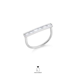 Haus of Jewelry - SIMPLE DIAMOND LINING RING แหวนเงินแท้ ประดับเพชรคิวบิกเซอร์โคเนีย (Cubic Zirconia)