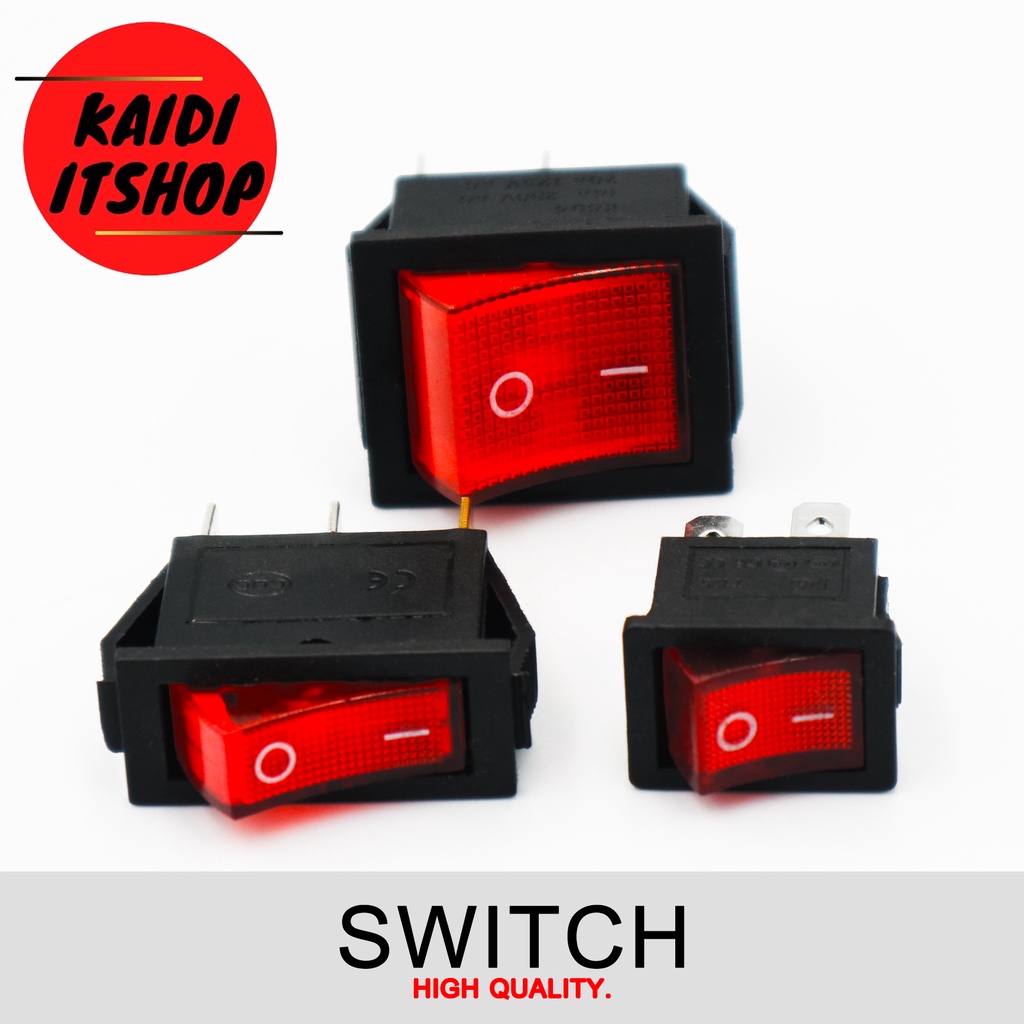 สวิตซ์ไฟ AC 250V 16A เปิด/ปิด (ตัวสวิตซ์มีแสงไฟ) 110 - 250 โวลท์ (มี 3 แบบ ไห้เลือก)