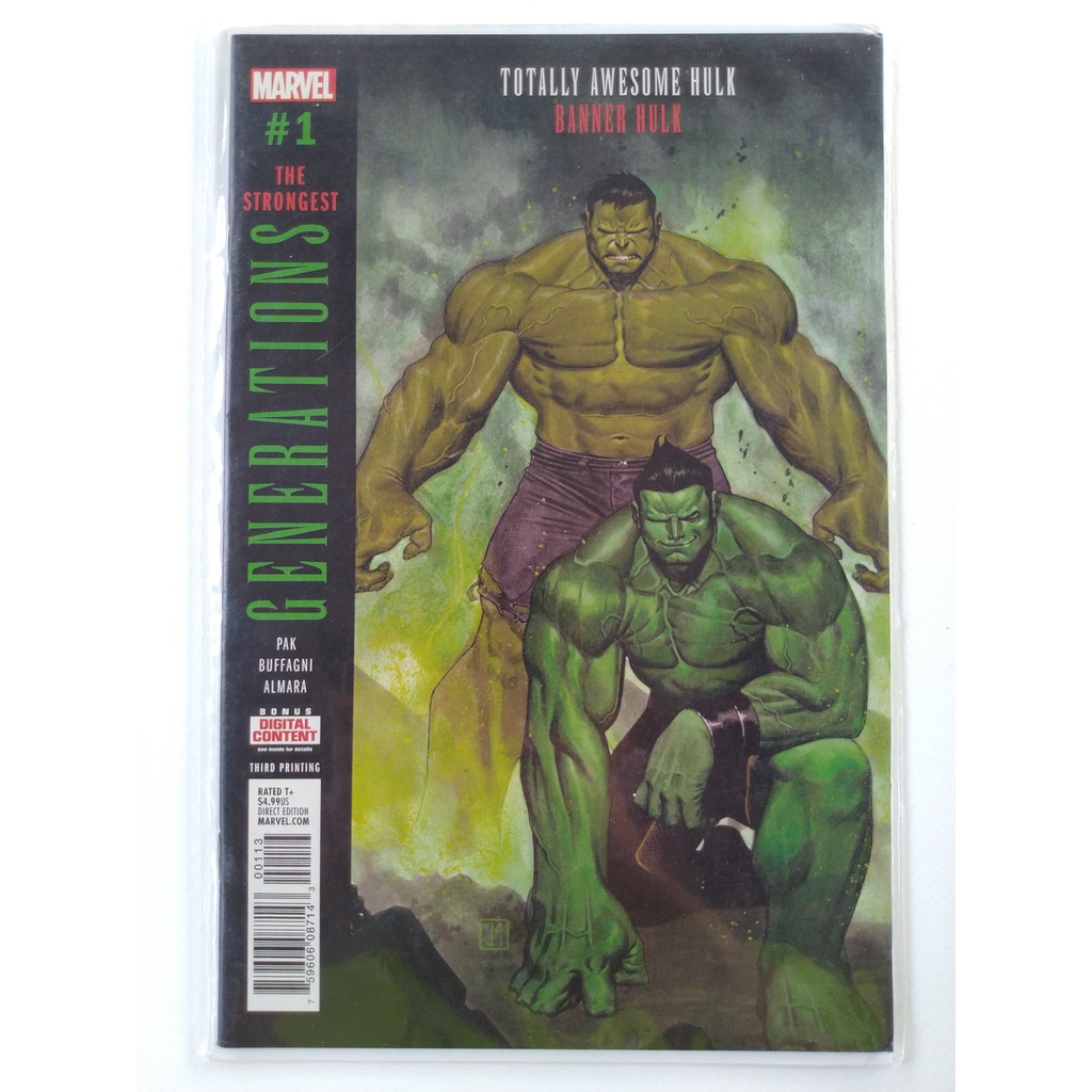 หนังสือการ์ตูน Generations: Banner Hulk & The Totally Awesome Hulk #1 (2017) ภาษาอังกฤษ